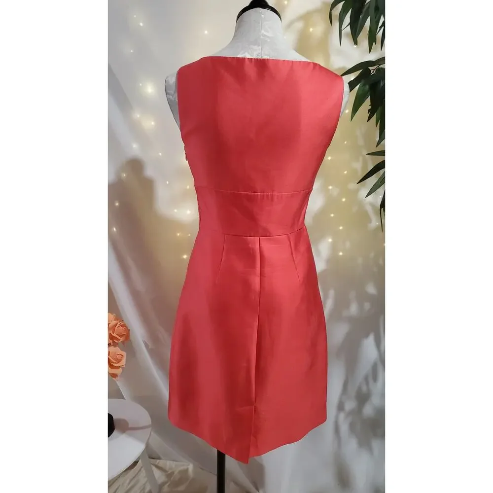 Kate Spade Mina All That Glitters Silk Bow Sheath Dress Size 2 Strawberry Pink